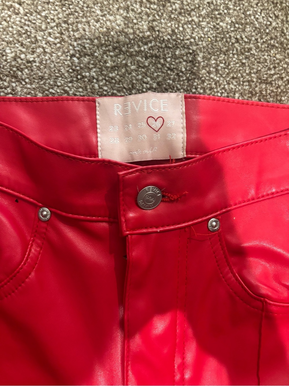 REVICE Bright Red Faux Leather High-Rise Pants - Picture 4 of 5